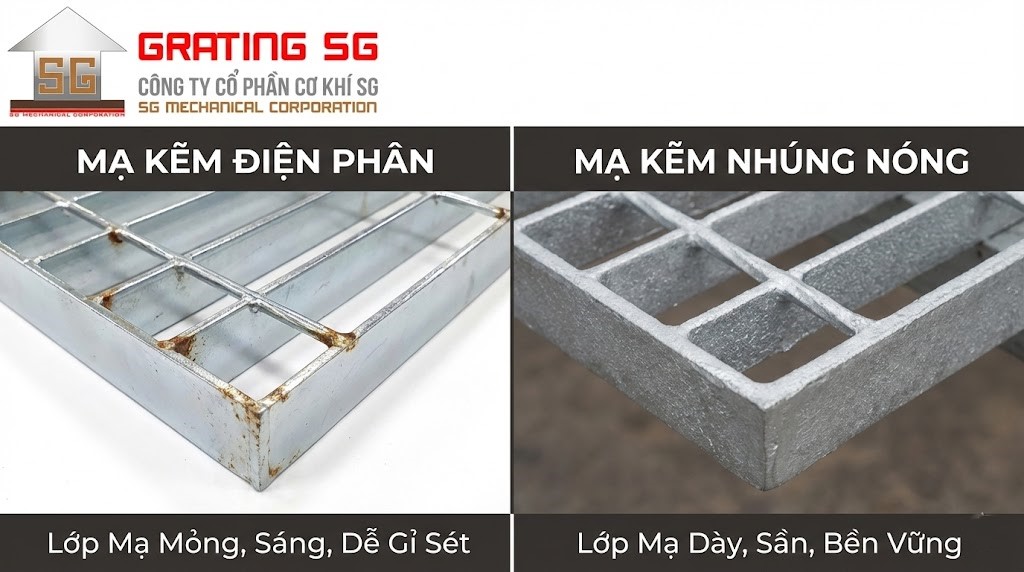 So sánh mạ kẽm điện phân và mạ kẽm nhúng nóng So sánh mạ kẽm điện phân và mạ kẽm nhúng nóng
